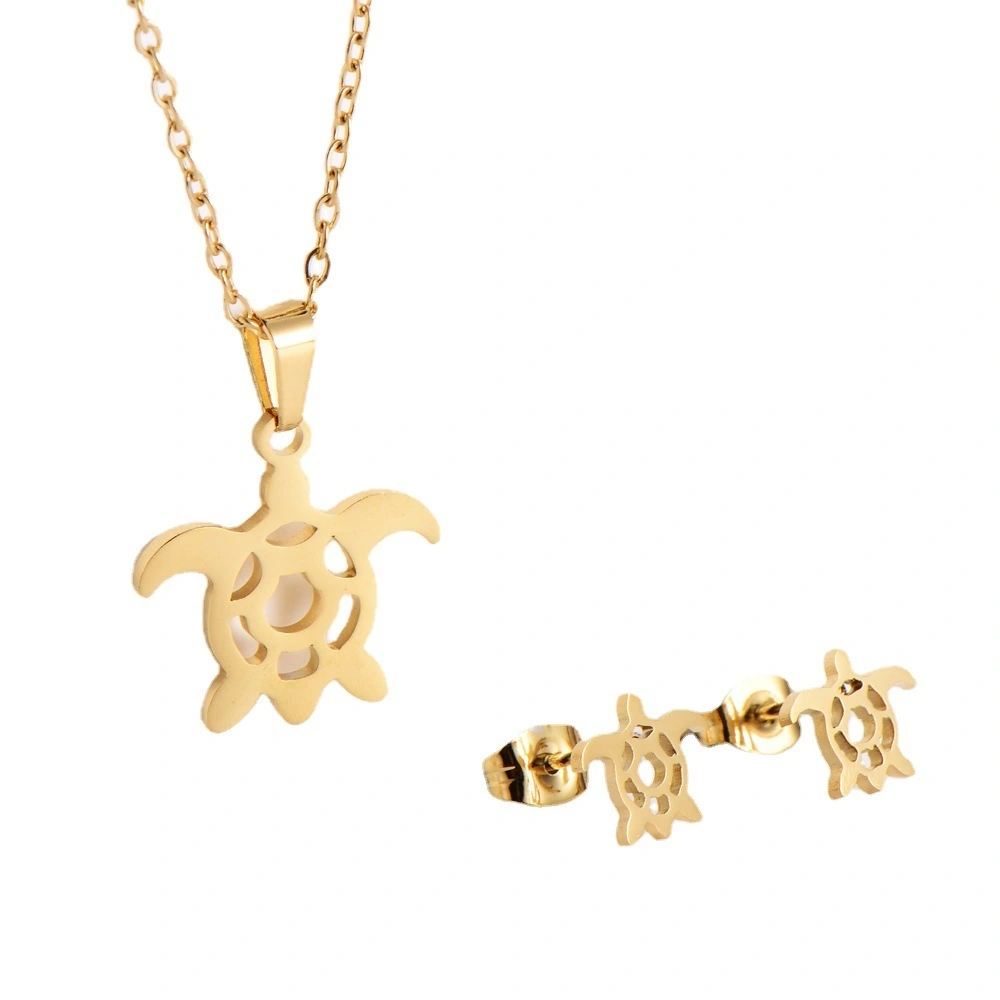 Hainon 2022 stainless steel jewelry sets fashion Animal Turtle jewelry set for women plated 18k gold 1