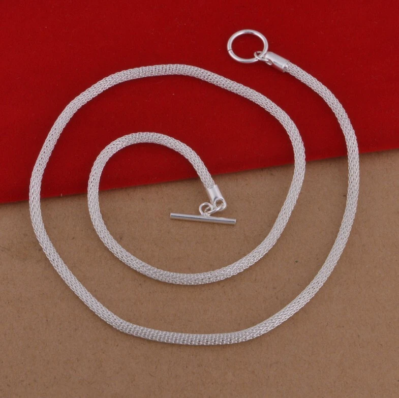 Hainon plating silver long linked necklace design for men 3mm 20inch Mesh chains necklace 1