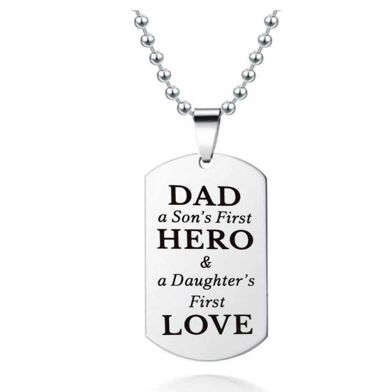 Hainon father necklace Romantic square stainless steel jewelry necklace Father's day gift custom necklace instock wholesale 1