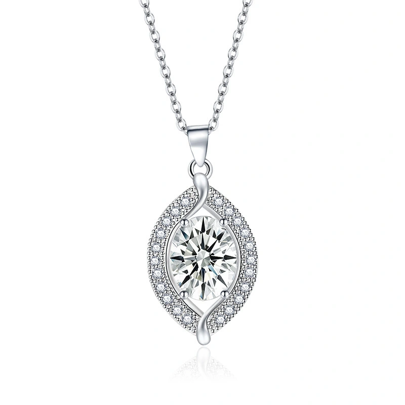 Hainon women necklace jewelry Pink white yellow blue Leaf zircon crystal Stainless steel necklace Romantic Gift 1