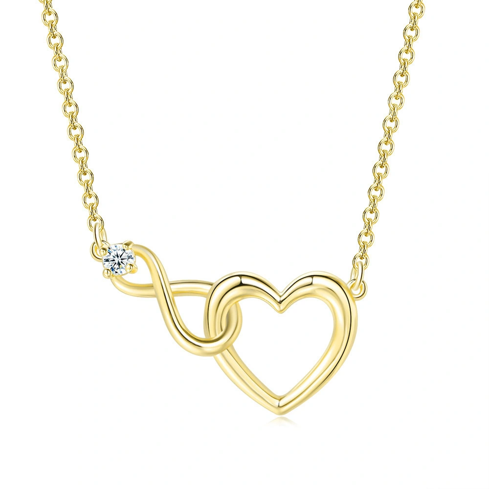 Hainon Fashion Bow Heart-shaped Zircon Necklace Female Cross-border Clavicle Chain Ins Style Hot Selling Necklace 1