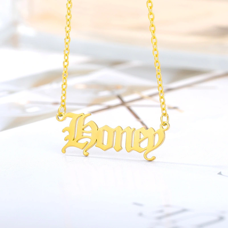 Hainon wholesale Honey English Word Stainless Steel Necklace Letter Pendant necklace jewelry for women 1