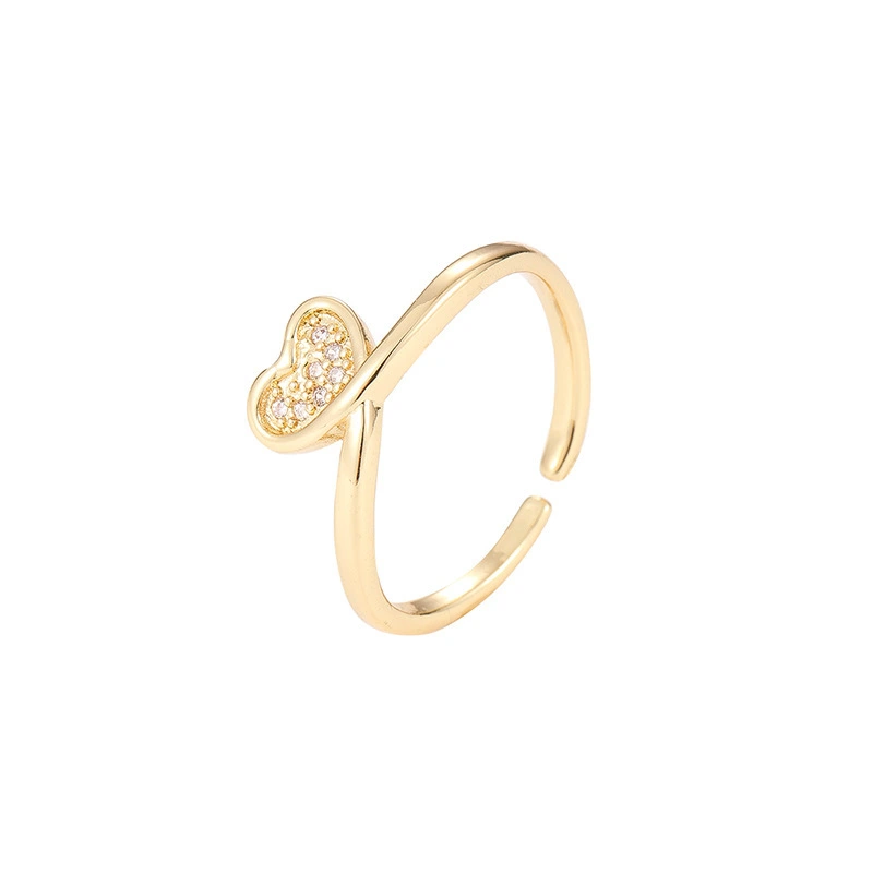 Hainon 2022 fashion personality golden love niche design ring exquisite copper micro inlaid accessories 1