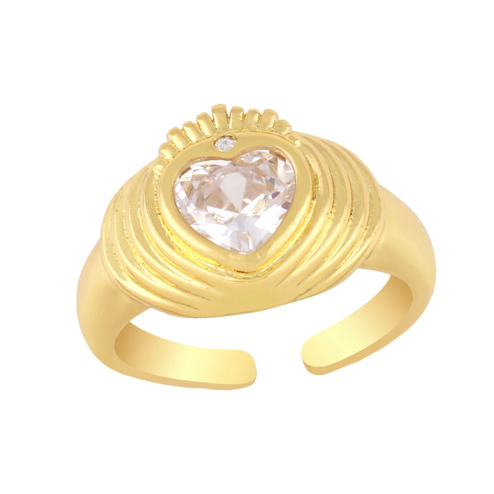 Hainon Niche design Jewelry Trendy Love Heart Ring Personality Crown Ring jewelry for girl wholesale 1