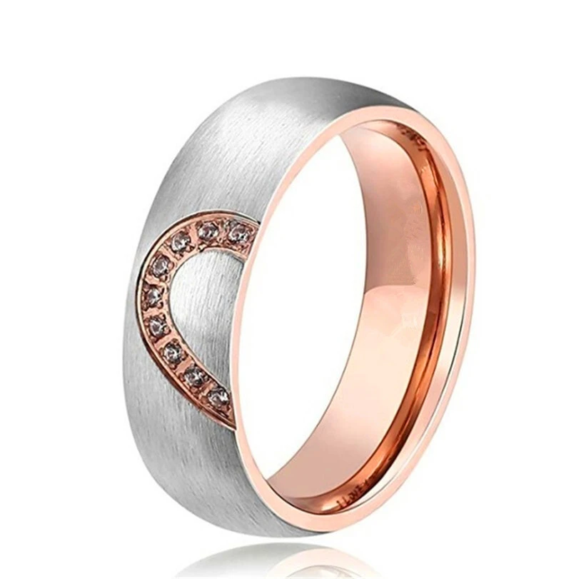 Hainon Niche design Men and women couple heart ring fashion jewelry simple stainless steel ring wholesale 1
