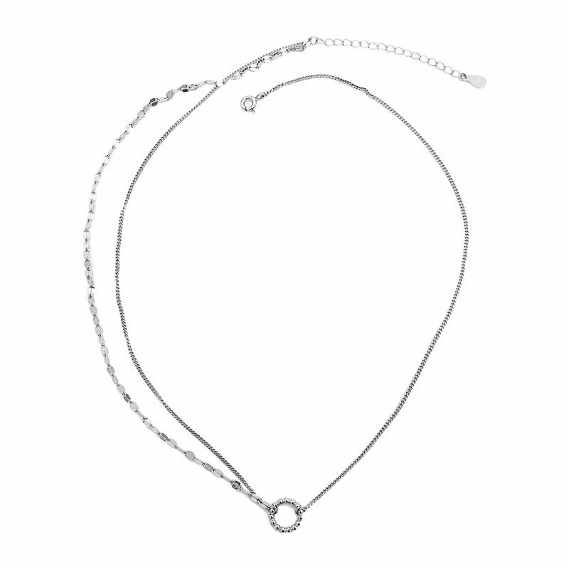Hainon S925 sterling silver necklace women's jewelry ring double choker clavicle chain temperament female niche 1
