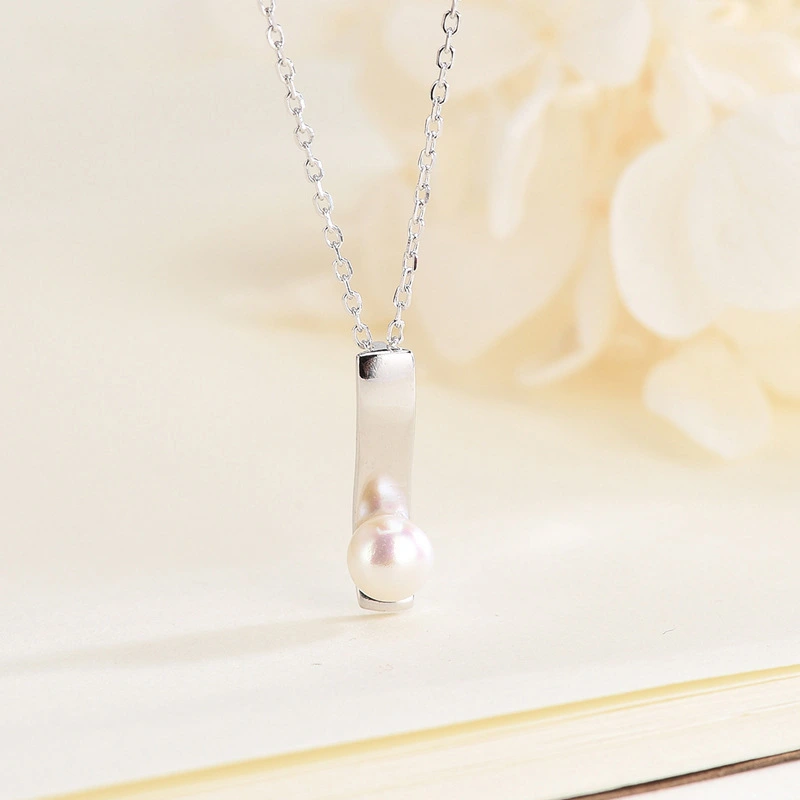 Hainon s925 Silver Necklace Shell Bead Pendant Clavicle Chain Pearl Glossy Retro Cross Chain Jewelry Gift card flannel bag set 1