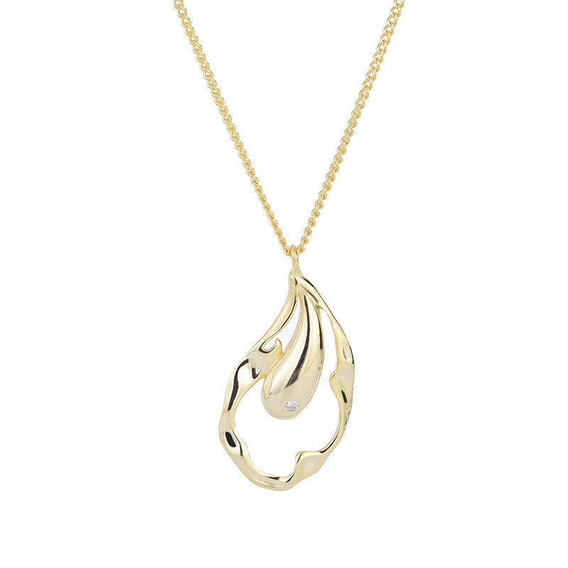 Hainon Clavicle Fashion Personality Geometric Hollow Water Drop Pendant Necklace Gift card flannel bag set 1