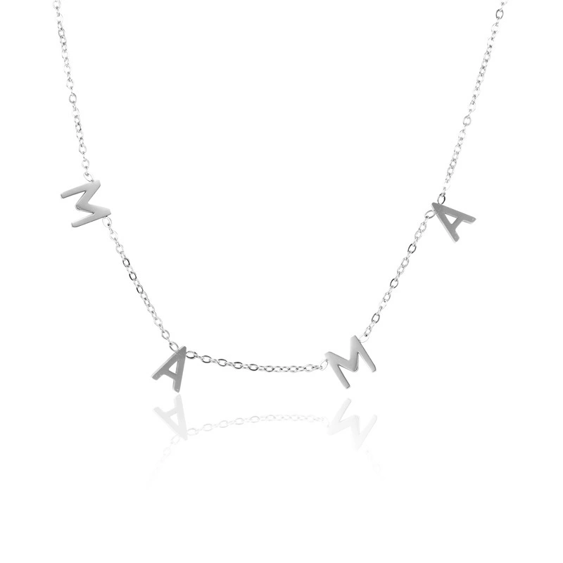 dropship 18k gold Plated Stainless Steel Necklace mama Letter Necklace For Women Custom mom Necklace 1