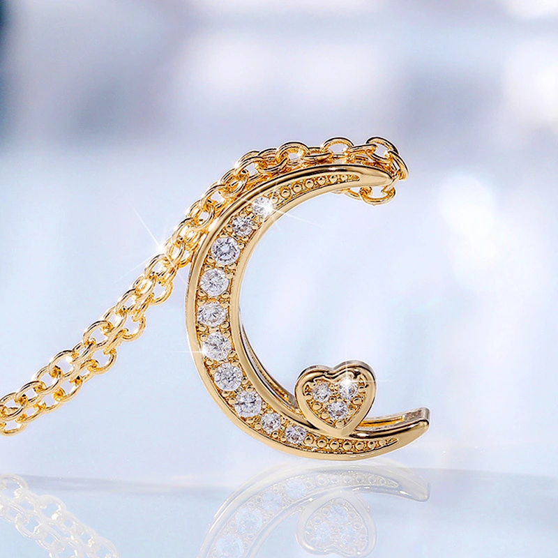 Hainon Round zircon necklace temperament clavicle chain Korean fashion pendant necklace women Gift card 1