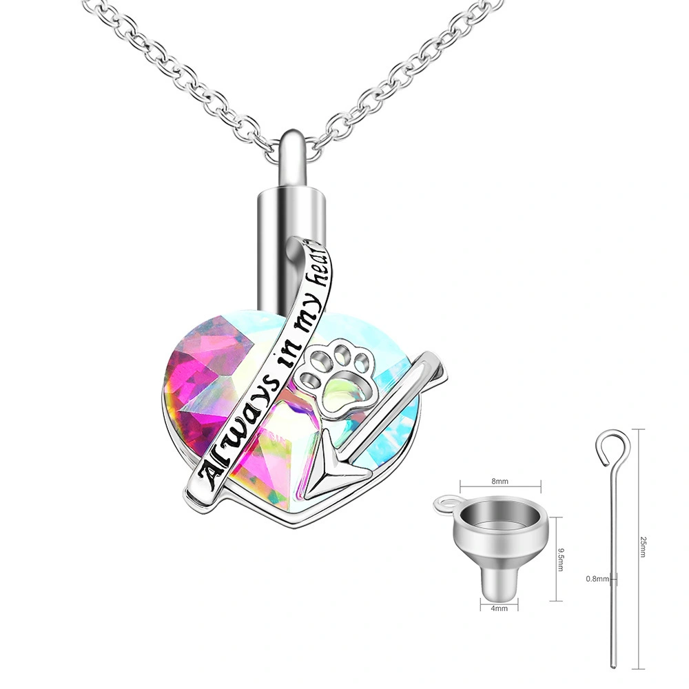 Cremation Necklace for Dog Ashes Angel Urn Necklace with Pet Paw Print Memorial Ashes Necklace for Dog Cat with Filling Kit 1