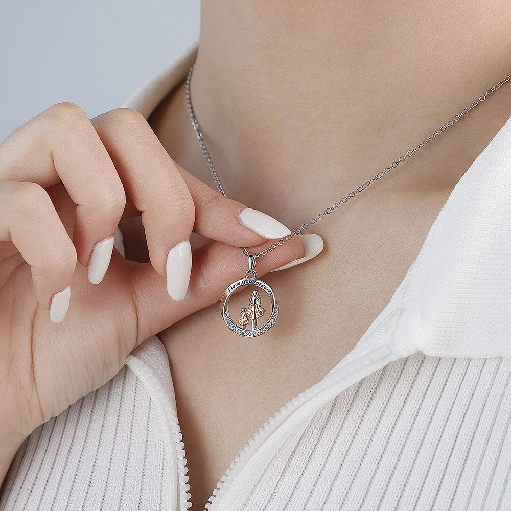 Hainon Forever Love Heart Pendant Necklaces for Women Platinum plating Zirconia Birthday Jewelry Gift for Women Girls 1