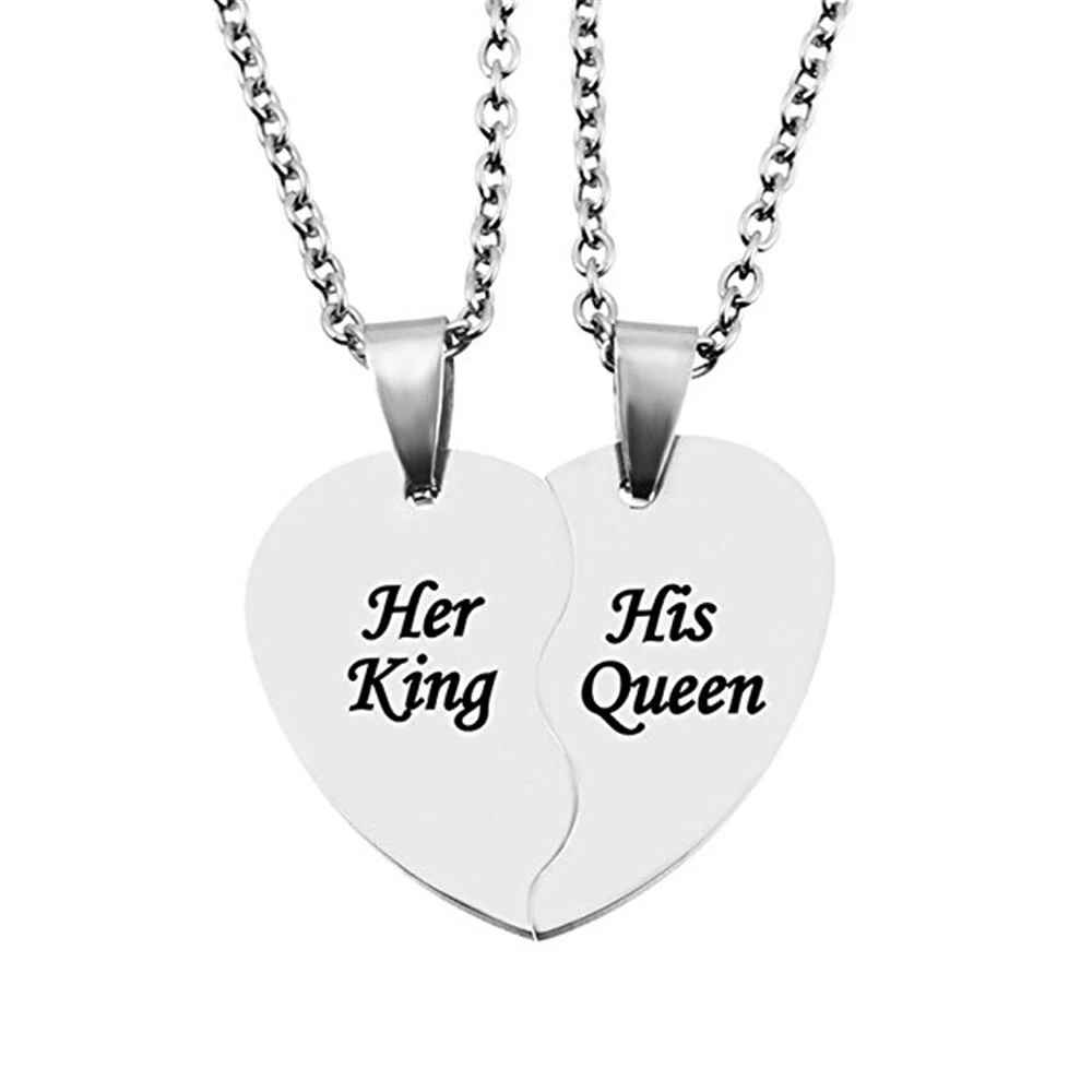 Hainon New fashion Titanium Steel Love Heart Light Board Puzzle Lettering ECG Pendant Necklace jewelry 1