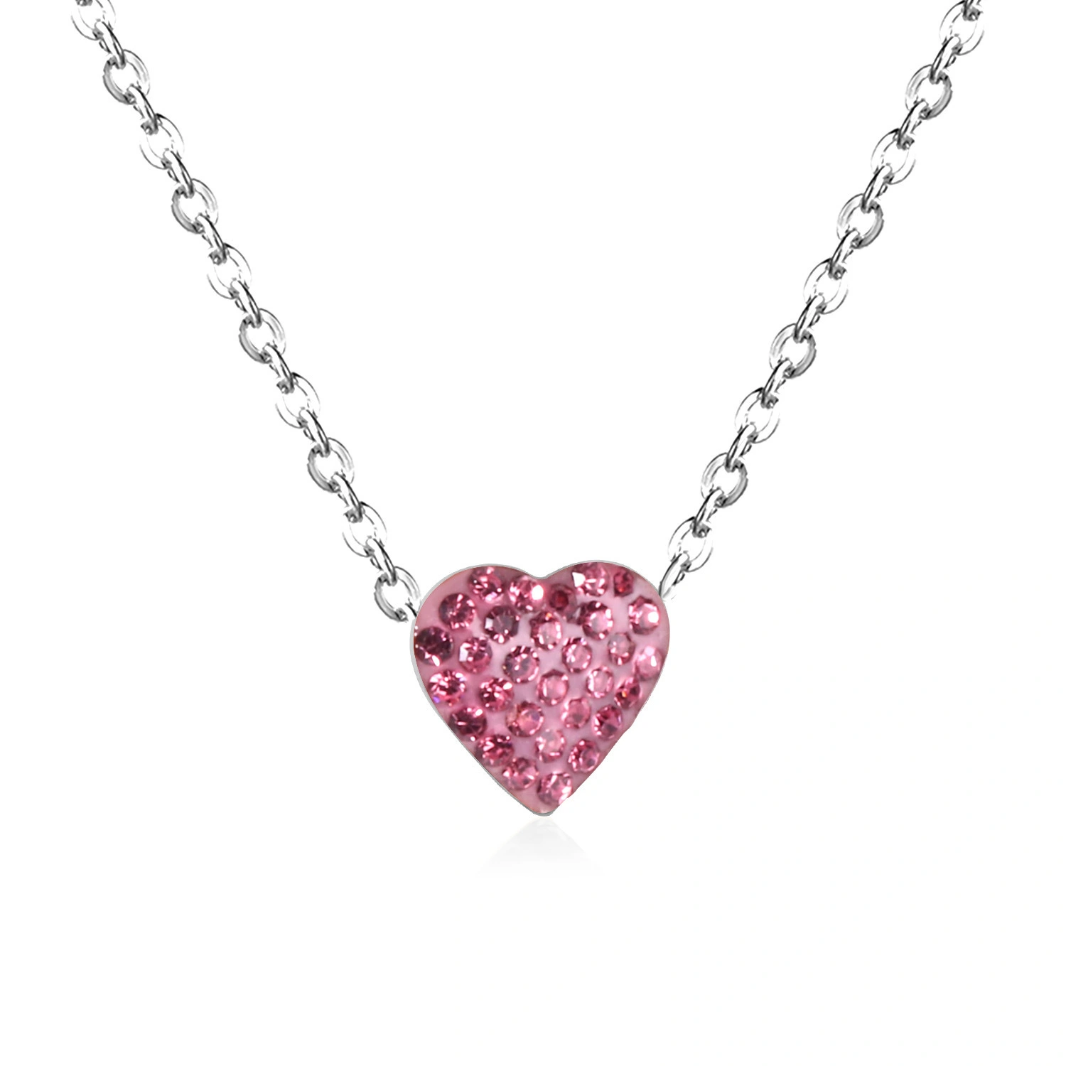 Hainon Stainless steel necklace full Crystal Colorful heart women fashion Necklace gift wholesale 1