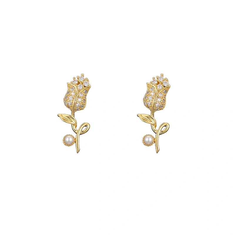 Hainon Creative 925 Silver Needle Diamond Earrings New Fashion Trend Rose Earrings jewelry for women 1