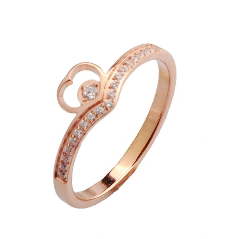 Hainon Fashion V Heart Micro Diamond Color Gold Ring Pair Ring Fashion Heart Index Finger Ring wholesale 1