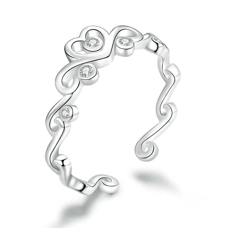 Hainon Original Jewelry Sterling Silver Love Ring S925 Heart Hollow Open Ring Hot Sale temperament ring 1