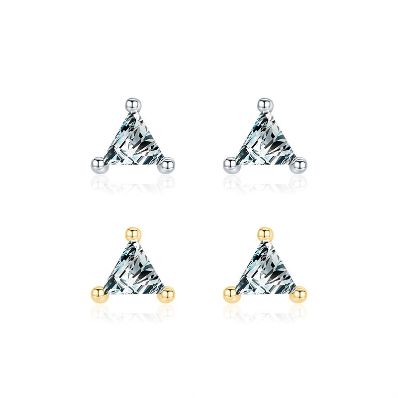 Hainon s925 silver classic simple light luxury triangle zircon earrings jewelry Gift card flannel bag set 1