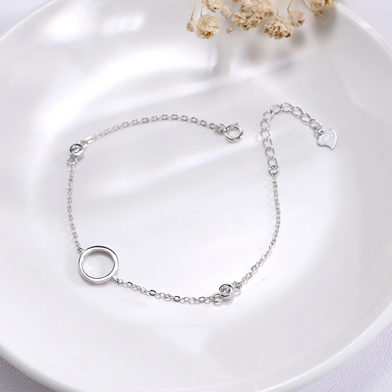 Hainon 2021 fashion S925 sterling silver single zircon bracelet simple female bracelet Gift card flannel bag set 1