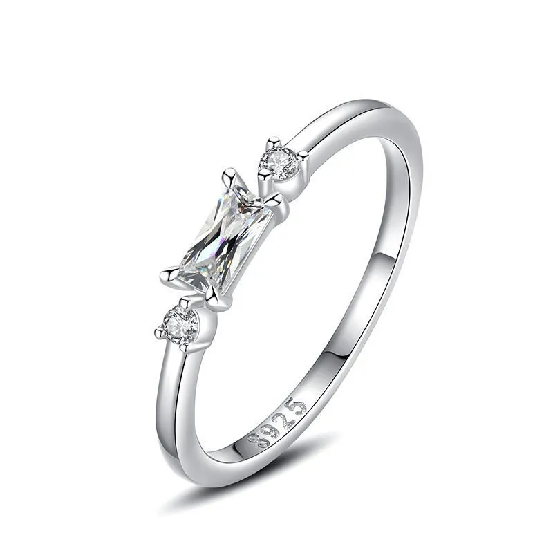 Hainon 925 sterling silver ring zircon Micro inlaid Square rings women wedding jewelry wholesale 1