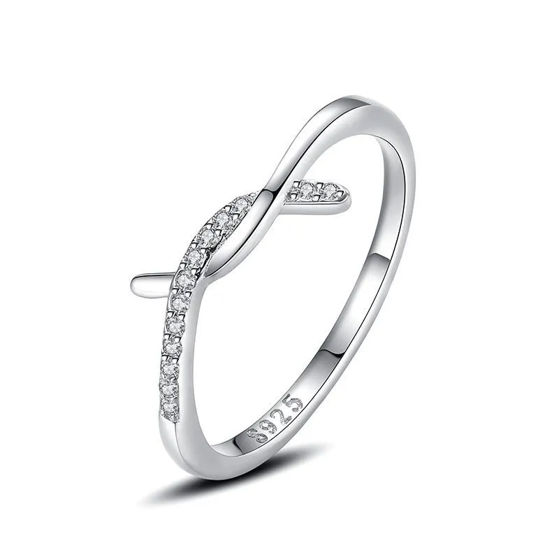 Hainon 925 sterling silver ring delicate cross zircon Micro inlaid rings women wedding jewelry wholesale 1