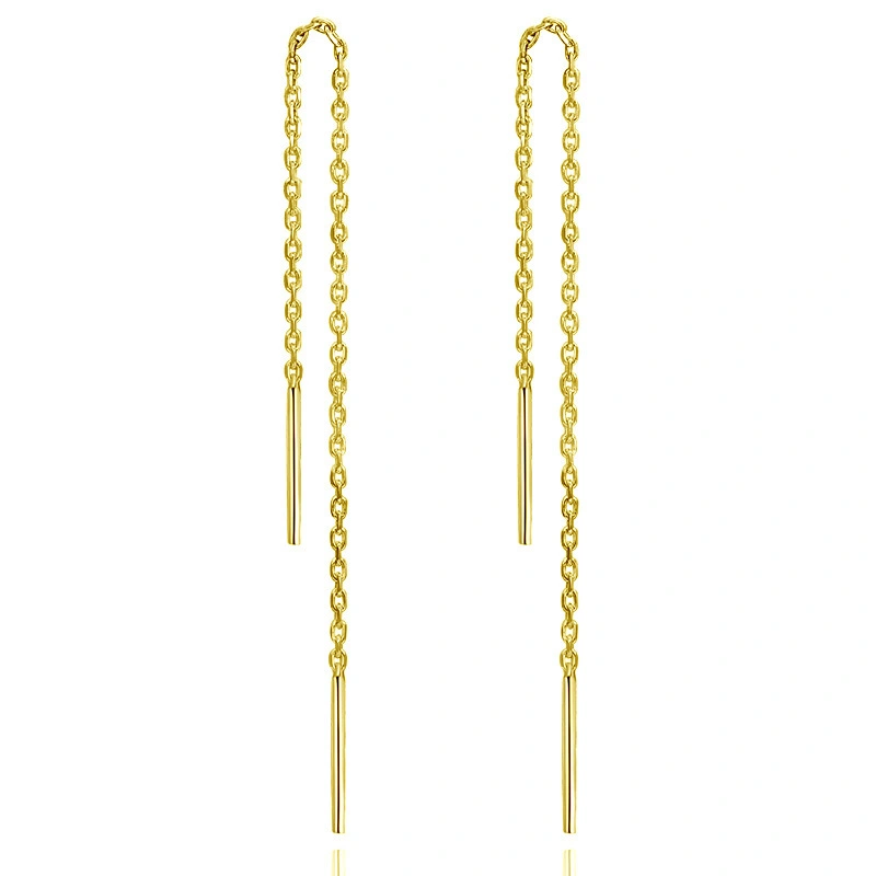 Hainon new fashion 925 Sterling Silver drop Earrings Long Chain Ear Line for Woman Gift card flannel bag set 1