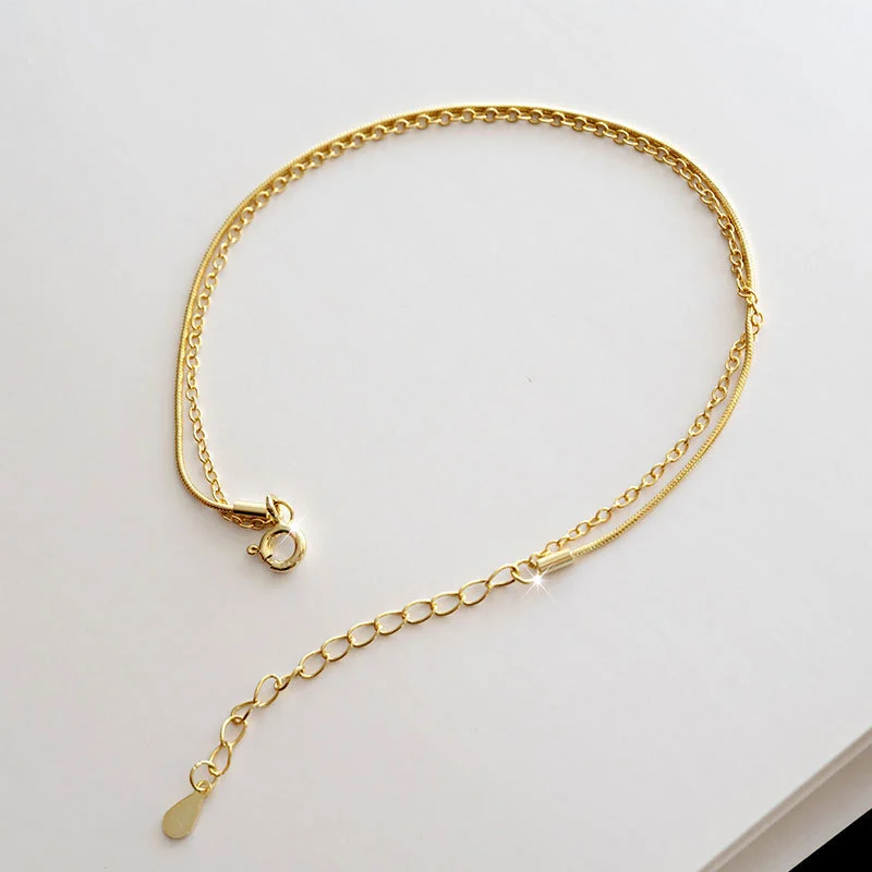 Hainon 925 sterling silver multi layer bracelet female simple student personality girlfriend gift Gift card flannel bag set 1