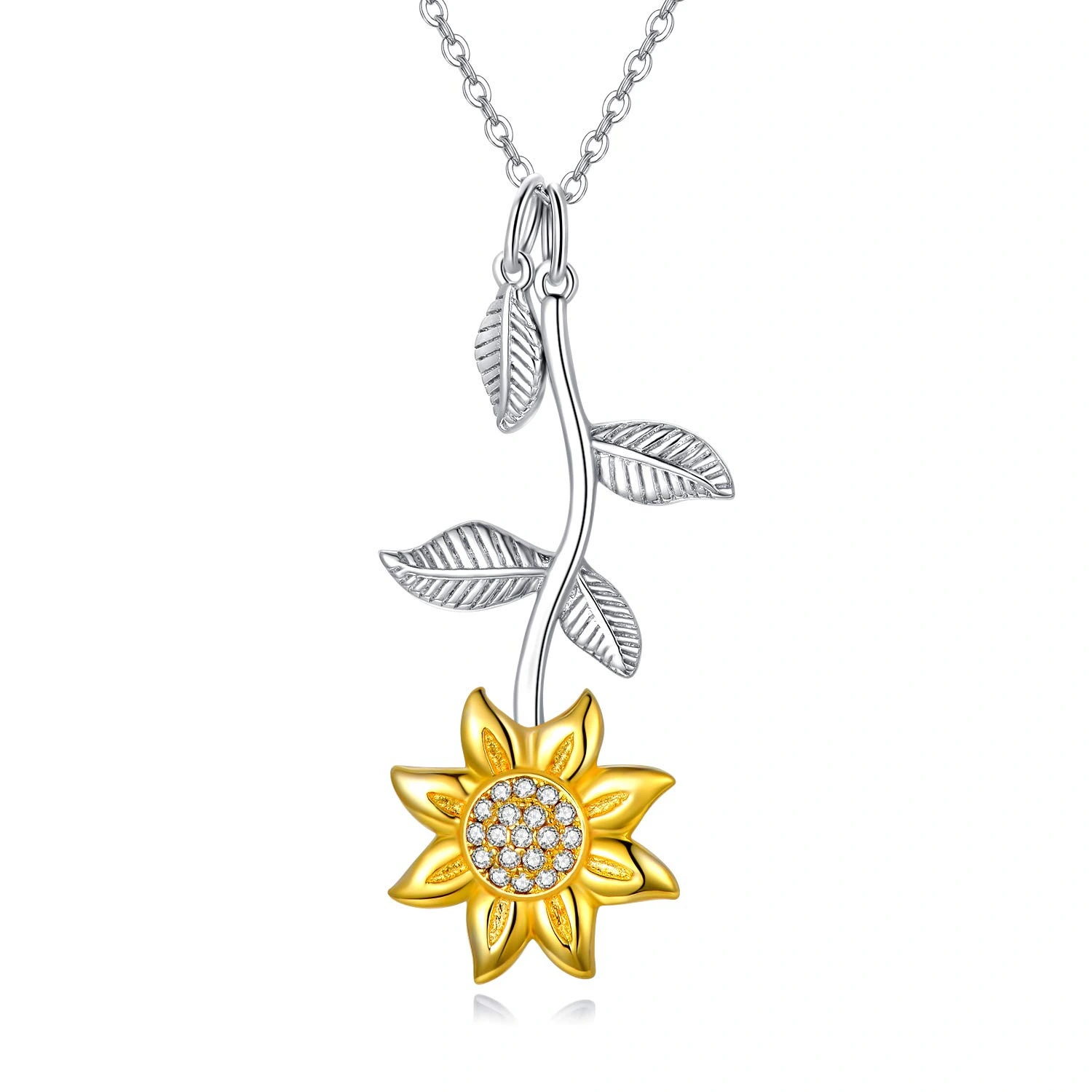 Hainon Fashion Necklace Gold Plated sunflower Link Chain women silver plated jewelry gift Mother's Day Pendant Necklace 1