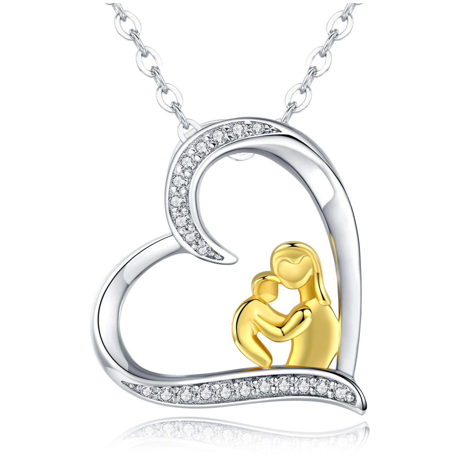 Hainon Mom Necklace Jewelry gold Heart Pendant Love Mom cz Mom Necklace for Mother's Day Gift card 1