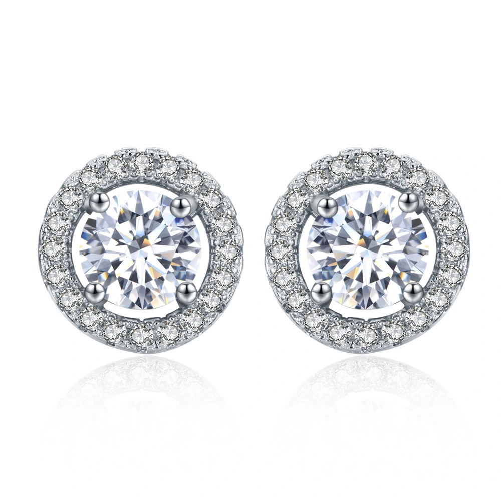 Hainon lady ruby stud earrings Stylish high-end refined white gold shiny zircon earrings for wedding engagement jewelry 1