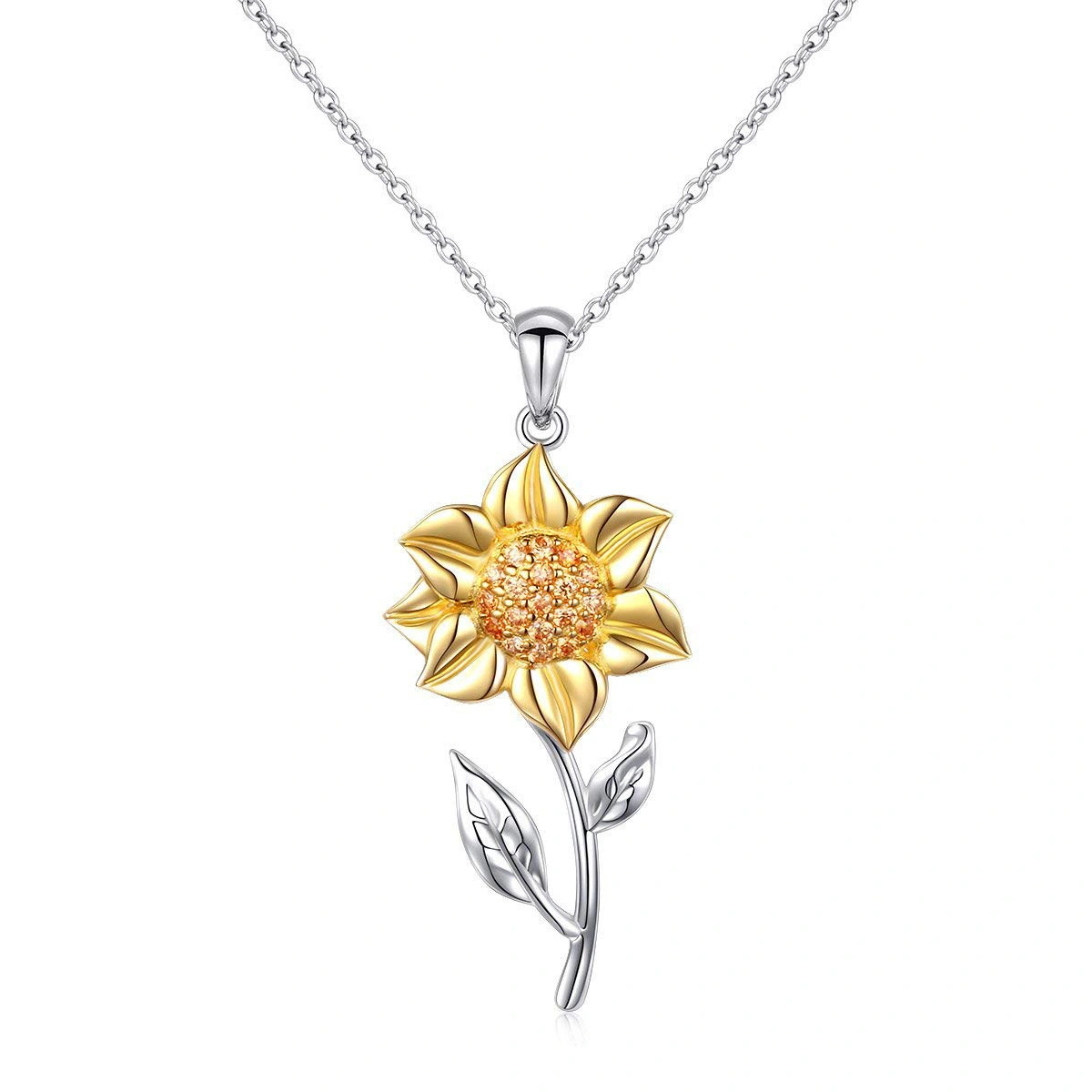 Hainon Fashion Necklace Gold Plated sunflower Link Chain women silver plated jewelry gift Mother's Day Pendant Necklace1 1