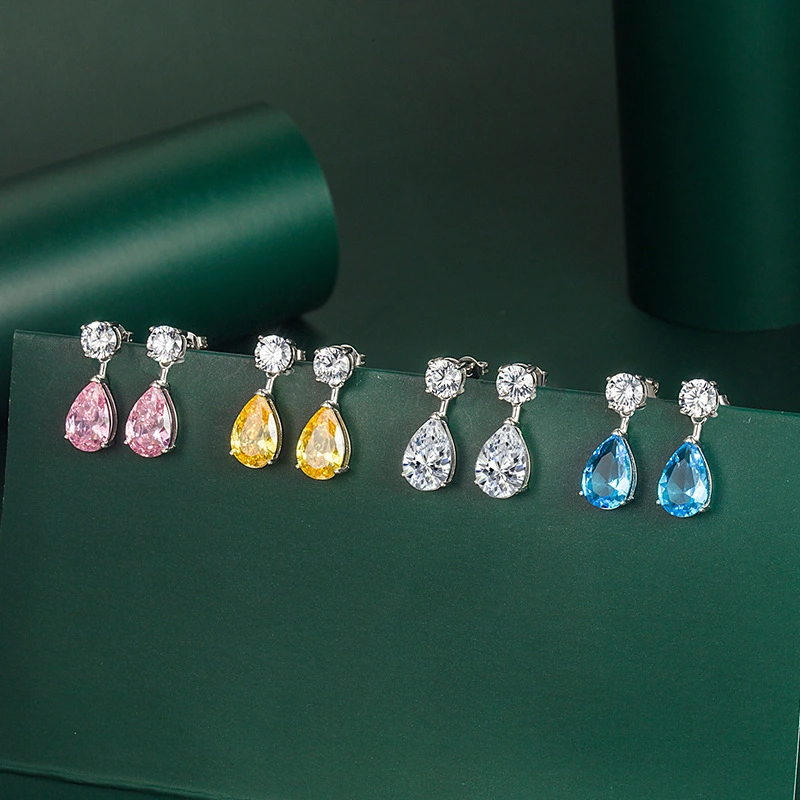 Hainon 2021 fashion jewelry Platinum plating silver 925 elegant drop earrings Gift card flannel bag set wholesale 1