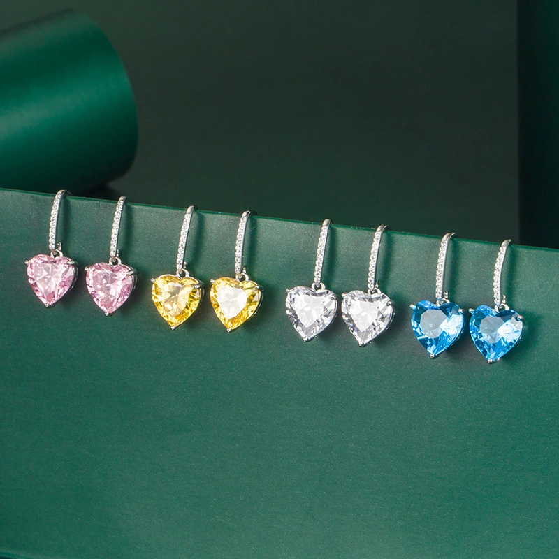 Hainon new fashion jewelry Platinum plating 925 Silver Heart drop Earrings Gift card flannel bag set wholesale 1