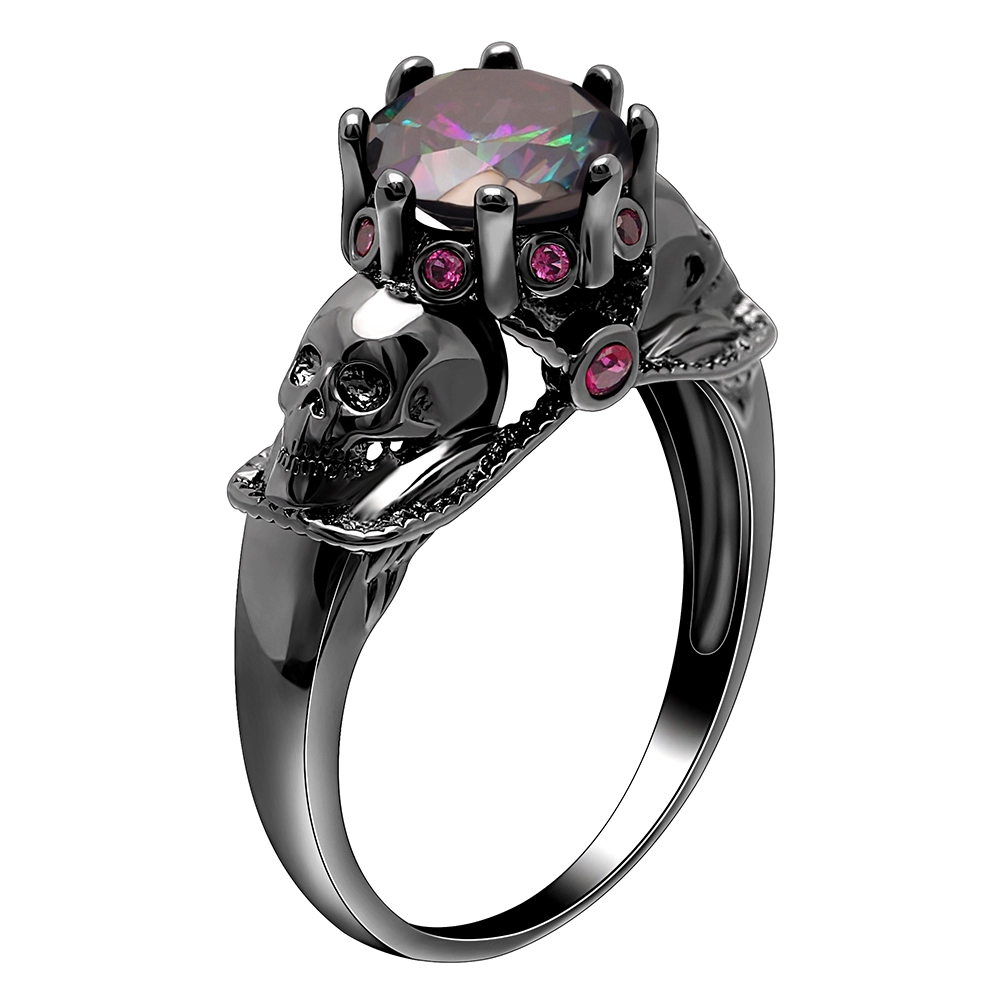 Hainon black gun rings New Arrivals 2019 skull design black/purple zircon love rings jewelry men/women 5-12# wholesale 1