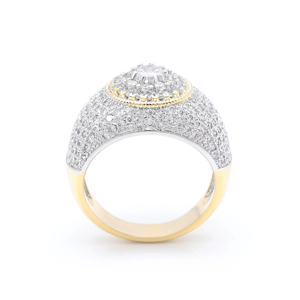 2018 Hainon wedding rings Full diamond shiny gold ring luxurious gem men/women engagement rings Online wholesale 1