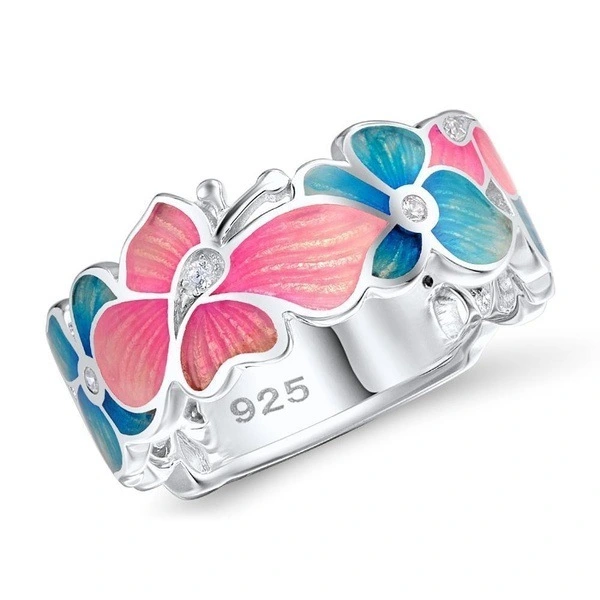Hainon jewelry Luxurious Color Epoxy Flower Butterfly engagement ring women gold fashion jewelry 2018 rings women 1