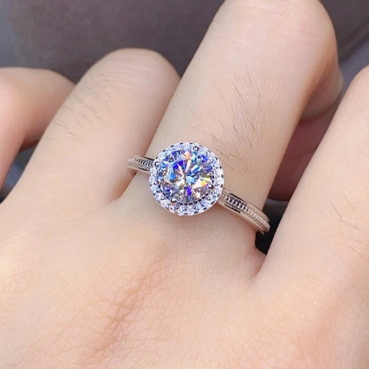 Hainon Fashion Jewelry Shiny round white zircon birthday stone wedding rings 1
