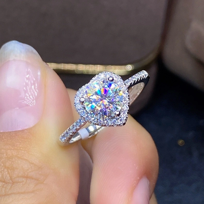 Hainon Stylish shiny zircon Heart-shaped rings wedding romantic summer rings jewelry women 1