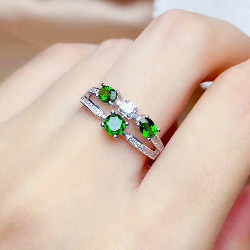 Hainon Ring Wholesale JewelryShiny green zircon birthday stone Wedding Engagement Rings For Women 1
