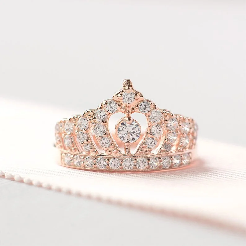Hainon 2019 rings jewelry women Luxury Rose gold crown Engagement Ring girlfriends Birthday Gift wholesale 1