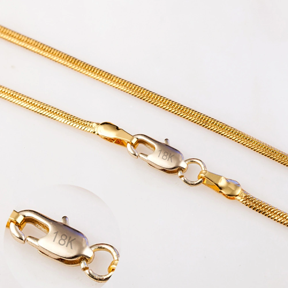 men gold chains 2mm flat snake necklace 18k gold stamped 18kgf 20 inch chain stock wholesale 1