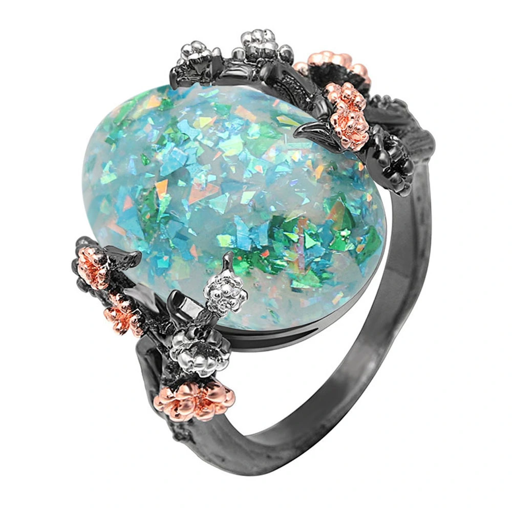 Hainon opal ring New arrivals 2018 engagement ring women black gold opal ring 1