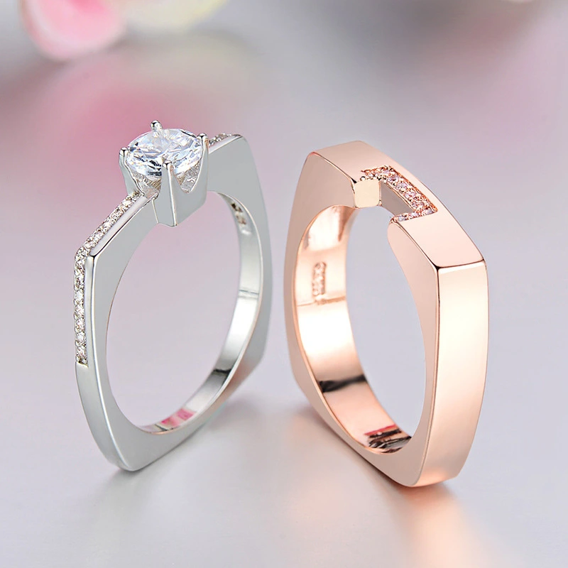Hainon rings for men Rose gold white zircon Unique design personality couple ring wholesale 1