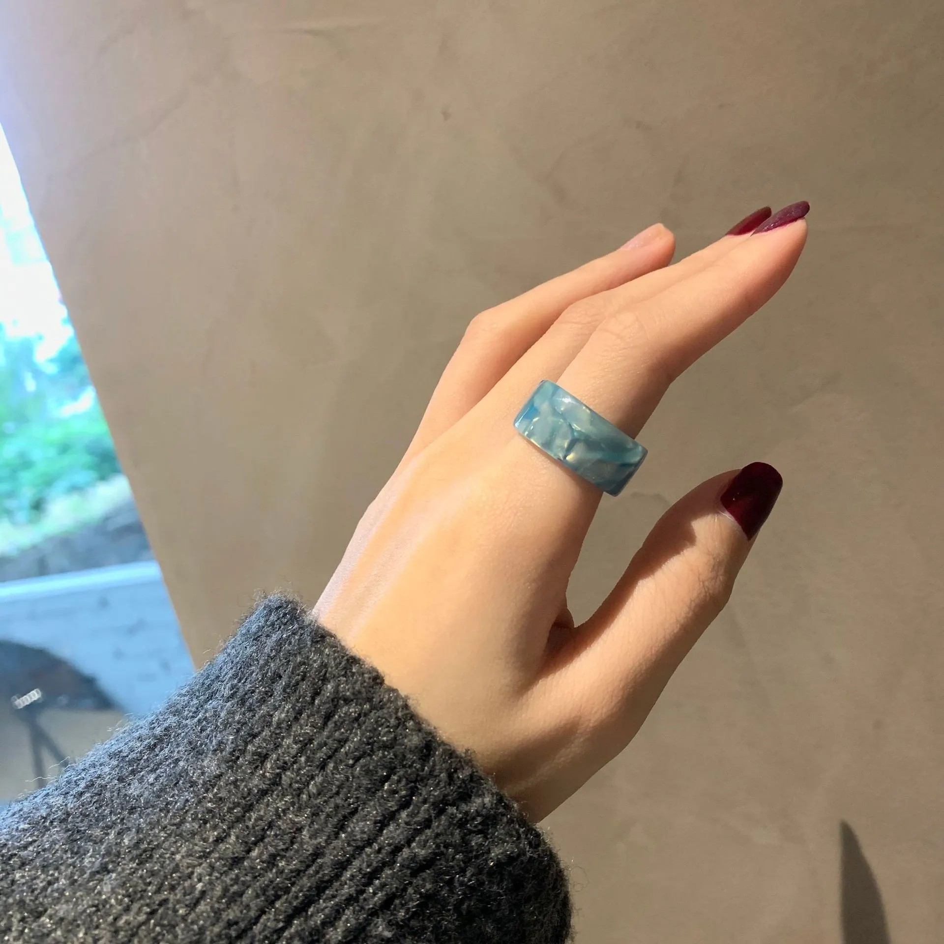 Hainon 2021 summer women's ring plastic resin New rings for women 1