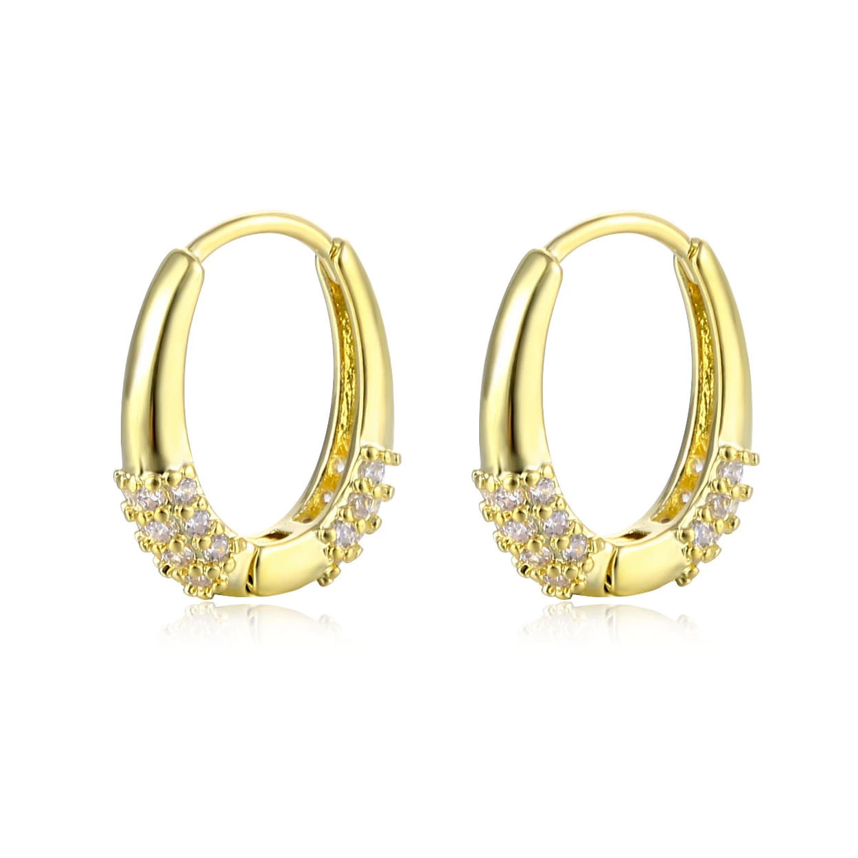 Hainon Earrings for Women White zircon 18k gold hoop earrings 925 silver plated Earrings gift 1