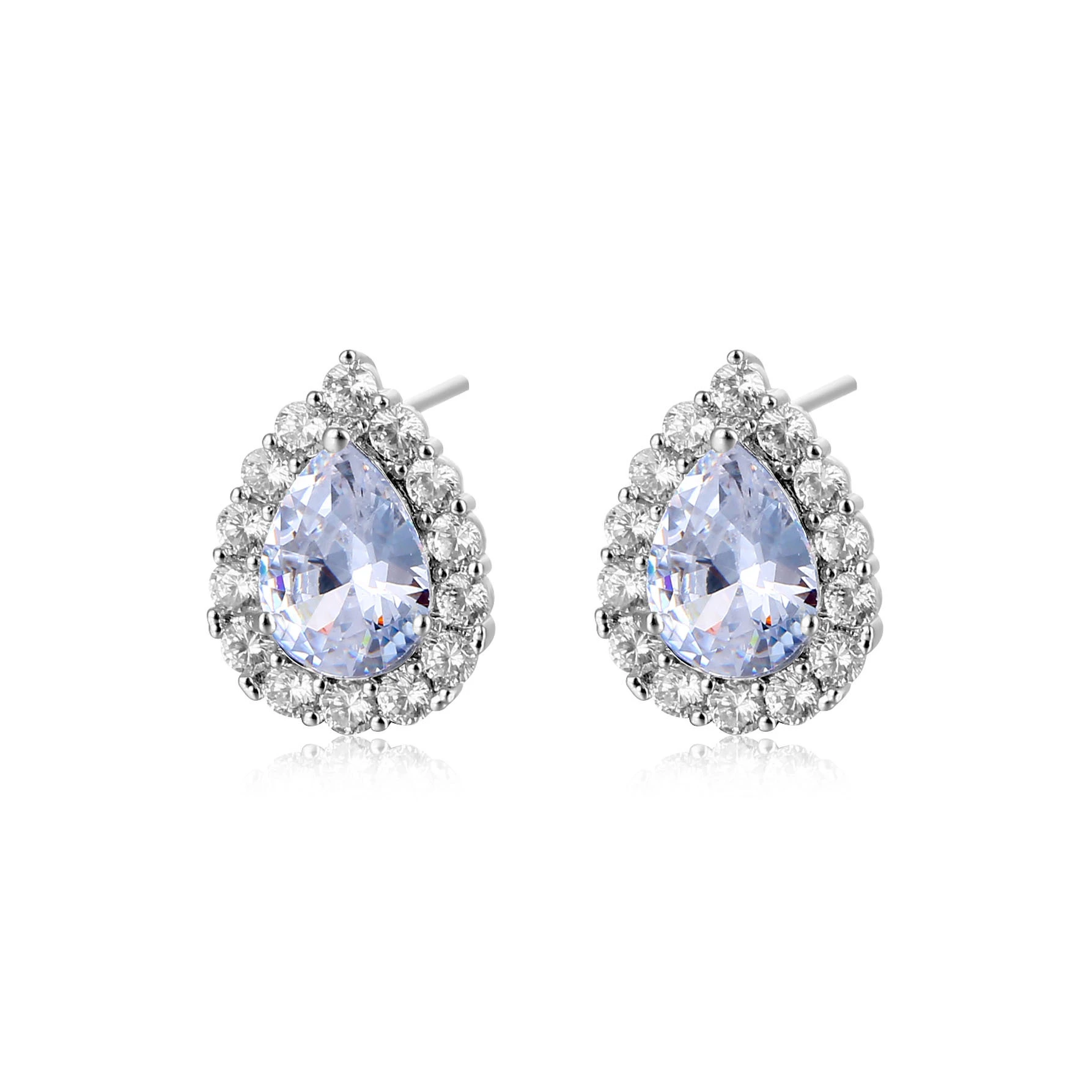 Hainon Earrings for Women Water Drop White pink blue green zircon stud earrings 925 silver plated Earrings gift wholesale 1