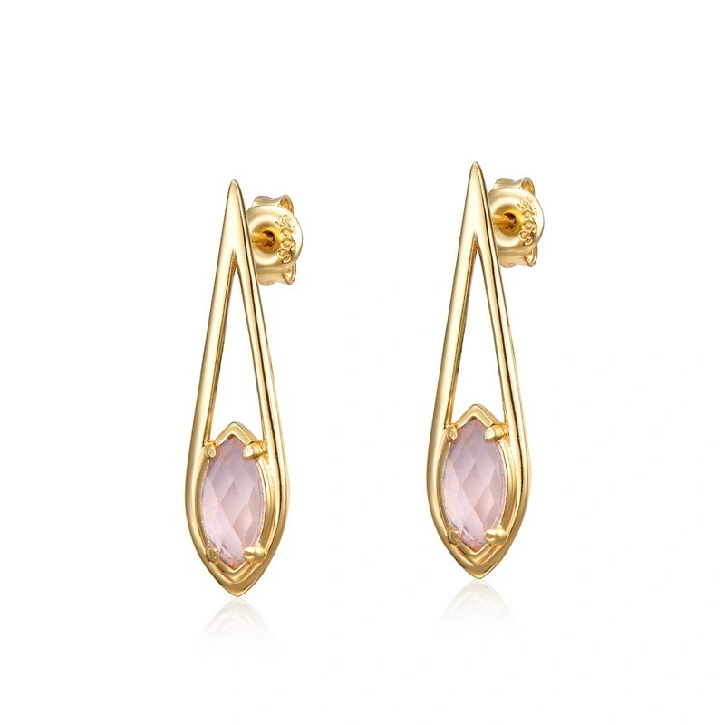 Hainon New drop earrings Style Luxury Fashion Design Charm Gold Plated pink crystal water drop Jewelry Women Earrings gift 1