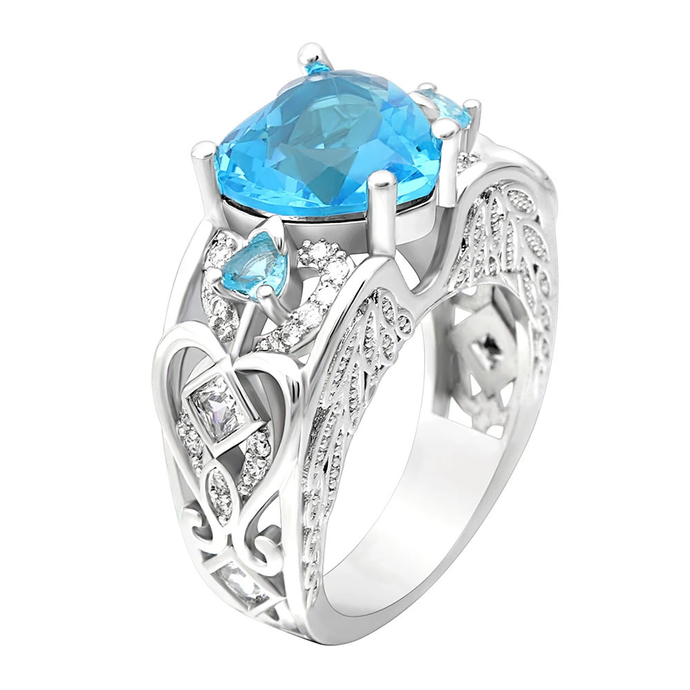 Diamond Engagement Ring Red/White/Blue/Pink Birthstone Valentine's Finger Ring Love shape Rings for women 1