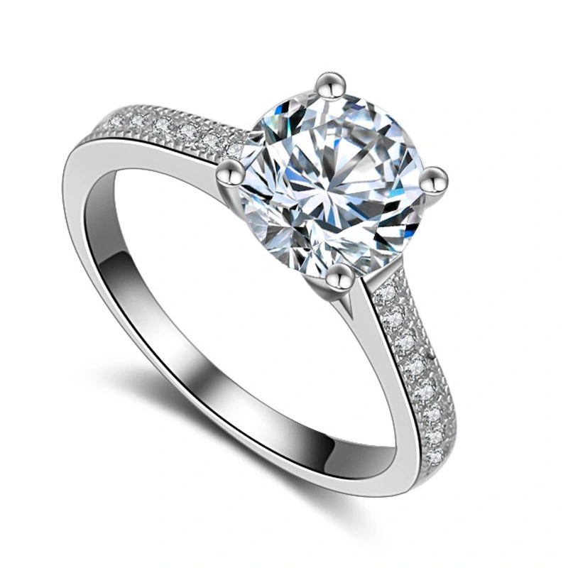 Hainon custom women rings Fancy design white zircon 7.6mm stone wedding rings jewelry 1