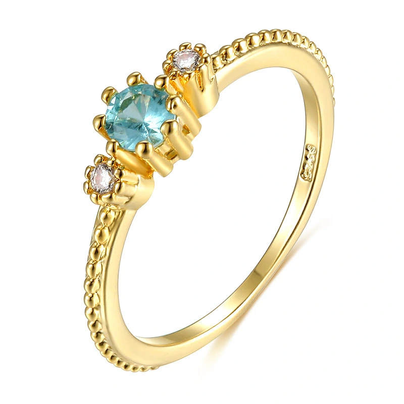 Hainon gold plated jewelry rings Hot sale sky blue zircon engagement rings for women 1 dollar wholesale 1